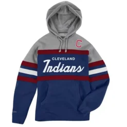 Men Mitchell & Ness Hoodies & Sweatshirts-Headcoach Hoody Cleveland Indians