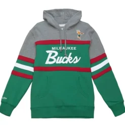 Men Mitchell & Ness Hoodies & Sweatshirts-Headcoach Hoody Milwaukee Bucks