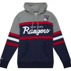 Men Mitchell & Ness Hoodies & Sweatshirts-Headcoach Hoody New York Rangers