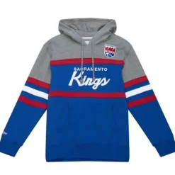 Men Mitchell & Ness Hoodies & Sweatshirts-Headcoach Hoody Sacramento Kings