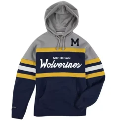 Men Mitchell & Ness Hoodies & Sweatshirts-Headcoach Hoody University Of Michigan