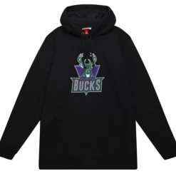 Men Mitchell & Ness Hoodies & Sweatshirts-Heavyweight Fleece Hoodie Milwaukee Bucks