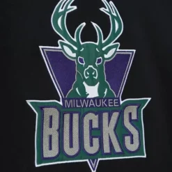 Men Mitchell & Ness Hoodies & Sweatshirts-Heavyweight Fleece Hoodie Milwaukee Bucks