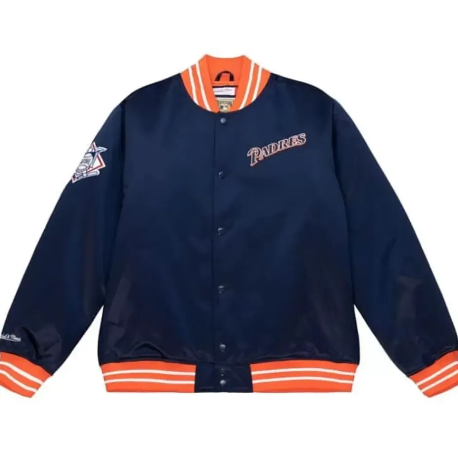 Men Mitchell & Ness Jackets & Outerwear-Heavyweight Satin Jacket San Diego Padres
