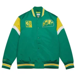 Men Mitchell & Ness Jackets & Outerwear-Heavyweight Satin Jacket Seattle Supersonics
