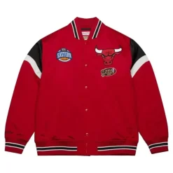 Men Mitchell & Ness Jackets & Outerwear-Heavyweight Satin Jacket Chicago Bulls