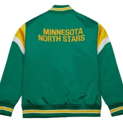 Men Mitchell & Ness Jackets & Outerwear-Heavyweight Satin Jacket Minnesota North Stars