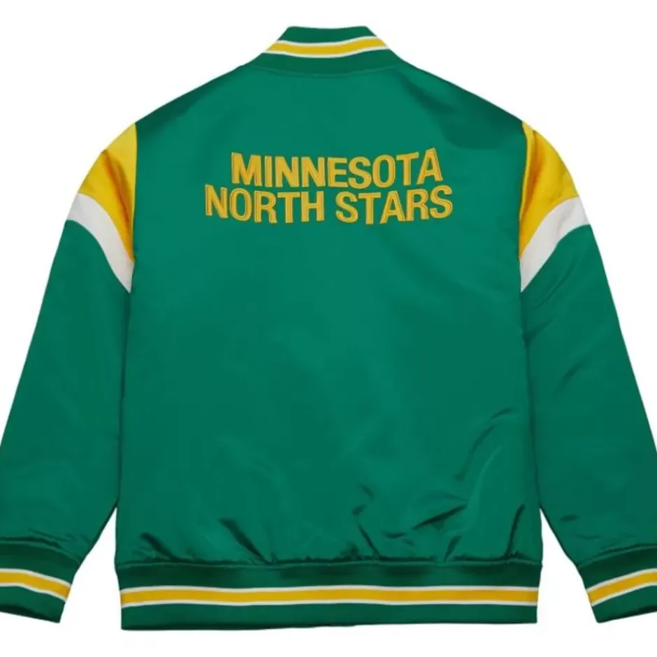 Men Mitchell & Ness Jackets & Outerwear-Heavyweight Satin Jacket Minnesota North Stars