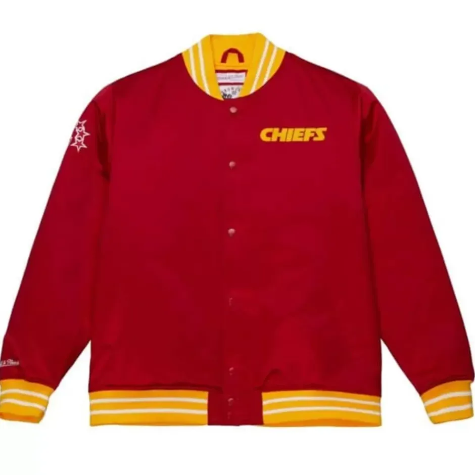 Men Mitchell & Ness Jackets & Outerwear-Heavyweight Satin Jacket Kansas City Chiefs