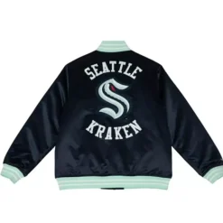 Men Mitchell & Ness Jackets & Outerwear-Heavyweight Satin Jacket Seattle Kraken