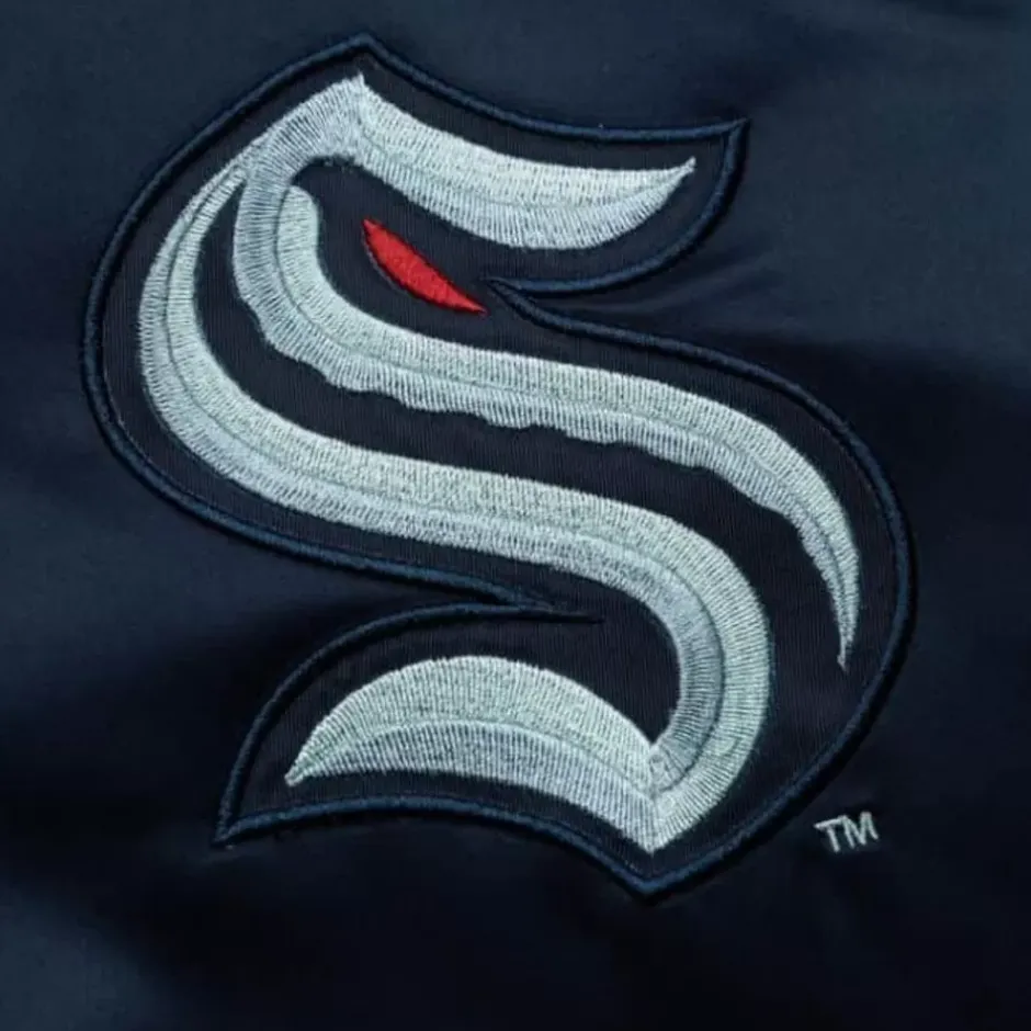 Men Mitchell & Ness Jackets & Outerwear-Heavyweight Satin Jacket Seattle Kraken