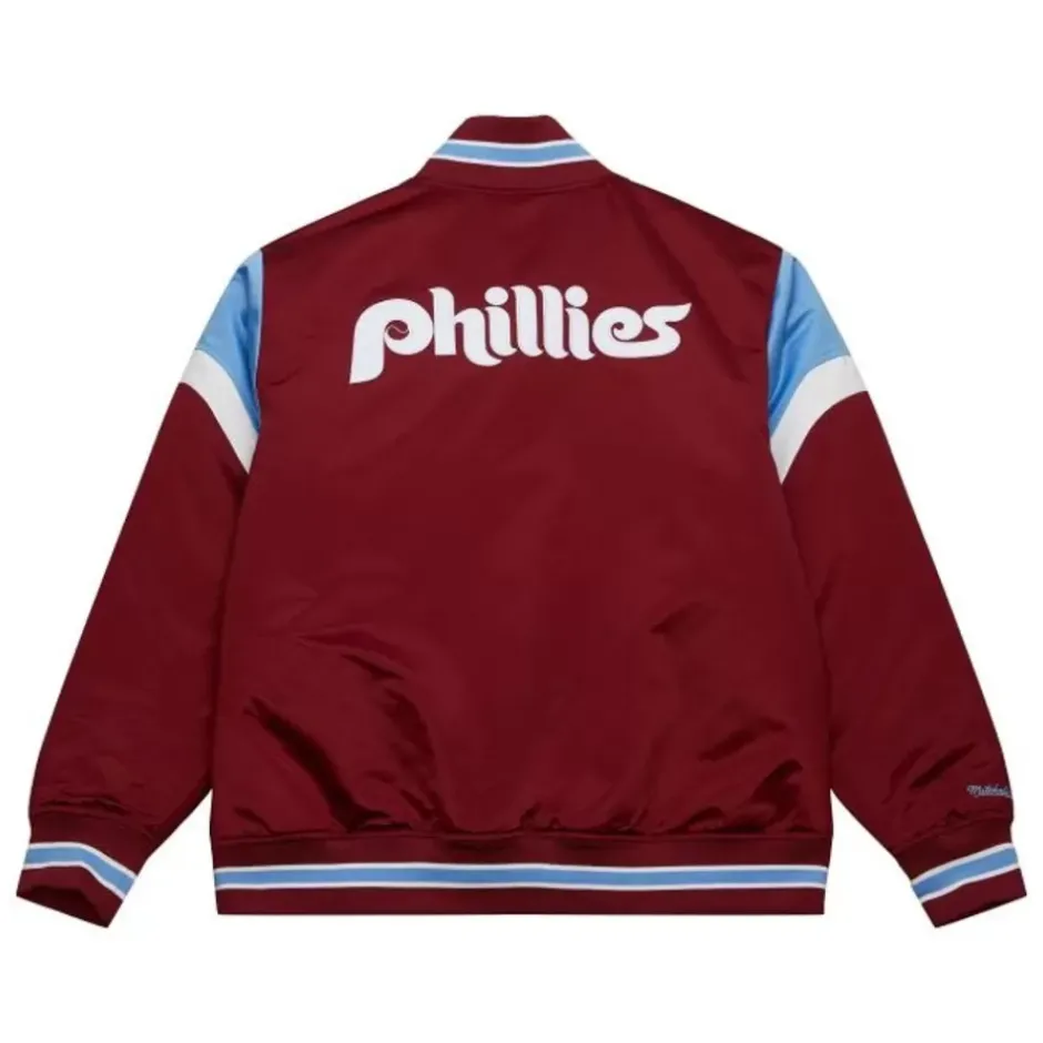 Men Mitchell & Ness Jackets & Outerwear-Heavyweight Satin Jacket Philadelphia Phillies