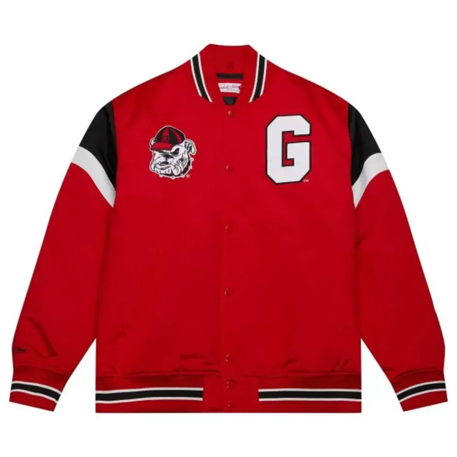 Men Mitchell & Ness Jackets & Outerwear-Heavyweight Satin Jacket University Of Georgia