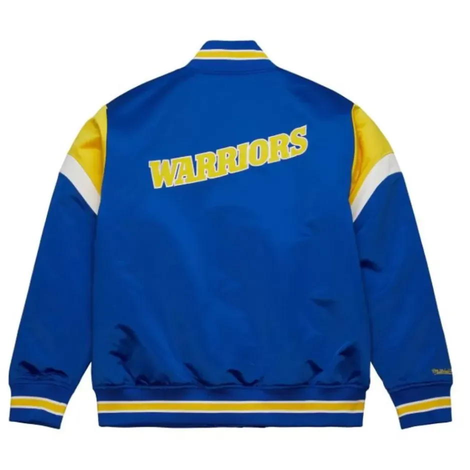 Men Mitchell & Ness Jackets & Outerwear-Heavyweight Satin Jacket Golden State Warriors