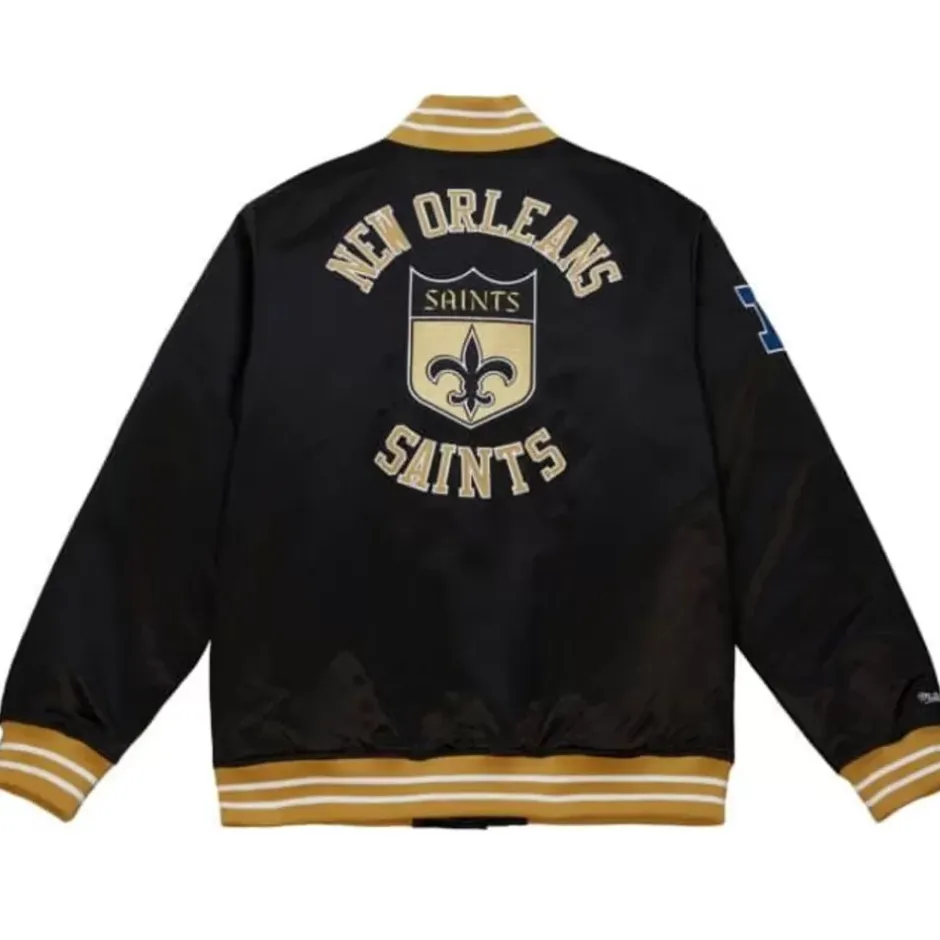 Men Mitchell & Ness Jackets & Outerwear-Heavyweight Satin Jacket New Orleans Saints
