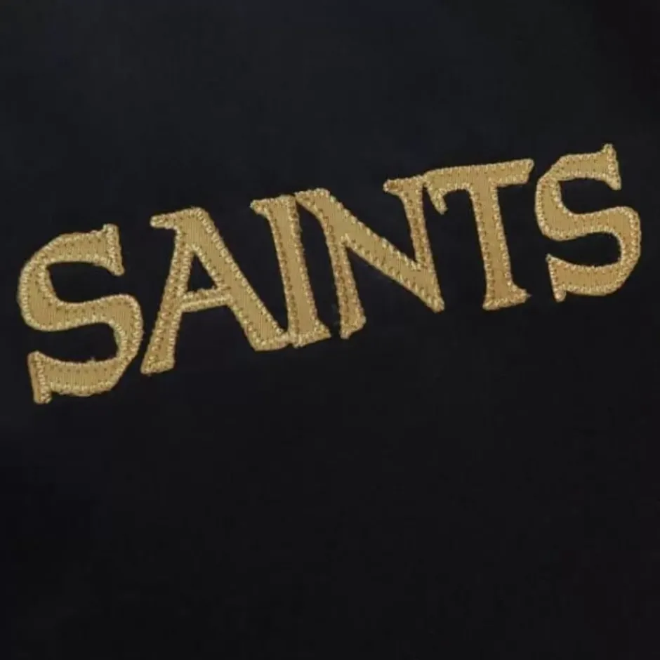 Men Mitchell & Ness Jackets & Outerwear-Heavyweight Satin Jacket New Orleans Saints