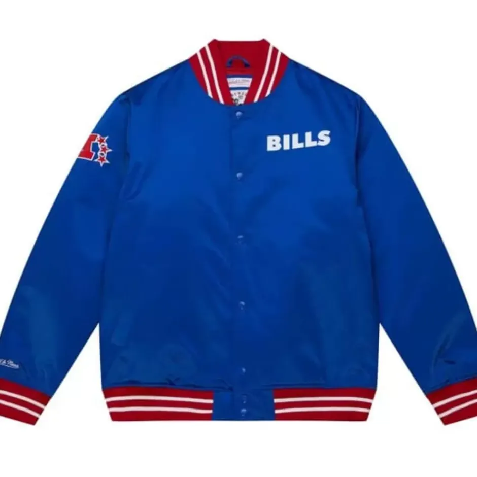 Men Mitchell & Ness Jackets & Outerwear-Heavyweight Satin Jacket Buffalo Bills
