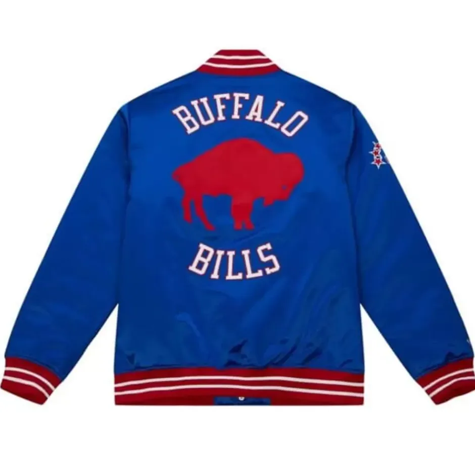 Men Mitchell & Ness Jackets & Outerwear-Heavyweight Satin Jacket Buffalo Bills