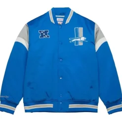 Men Mitchell & Ness Jackets & Outerwear-Heavyweight Satin Jacket Detroit Lions