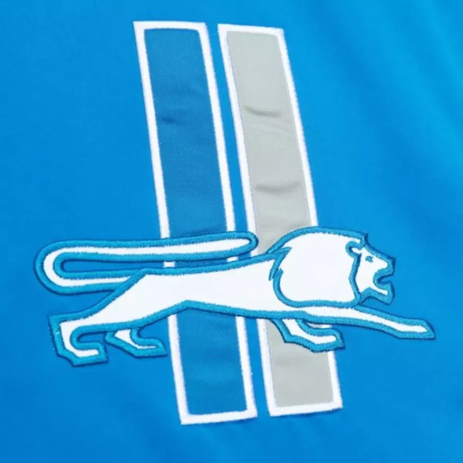 Men Mitchell & Ness Jackets & Outerwear-Heavyweight Satin Jacket Detroit Lions