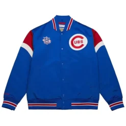 Men Mitchell & Ness Jackets & Outerwear-Heavyweight Satin Jacket Chicago Cubs