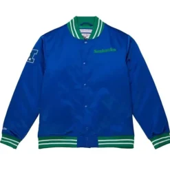 Men Mitchell & Ness Jackets & Outerwear-Heavyweight Satin Jacket Seattle Seahawks