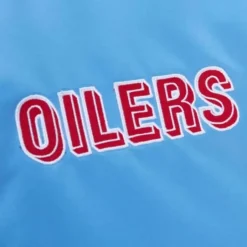 Men Mitchell & Ness Jackets & Outerwear-Heavyweight Satin Jacket Houston Oilers