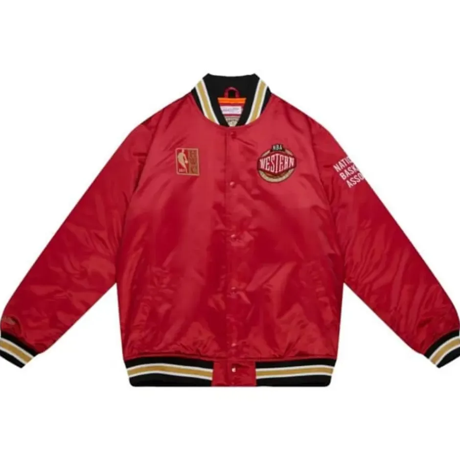 Men Mitchell & Ness Jackets & Outerwear-Heavyweight Satin Jacket Update All Star West