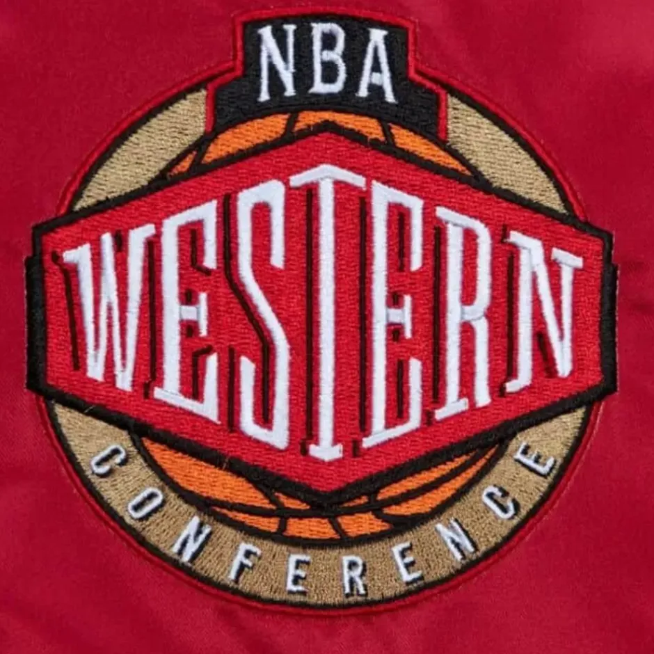 Men Mitchell & Ness Jackets & Outerwear-Heavyweight Satin Jacket Update All Star West