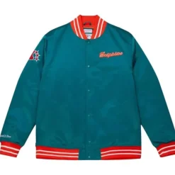 Men Mitchell & Ness Jackets & Outerwear-Heavyweight Satin Jacket Miami Dolphins