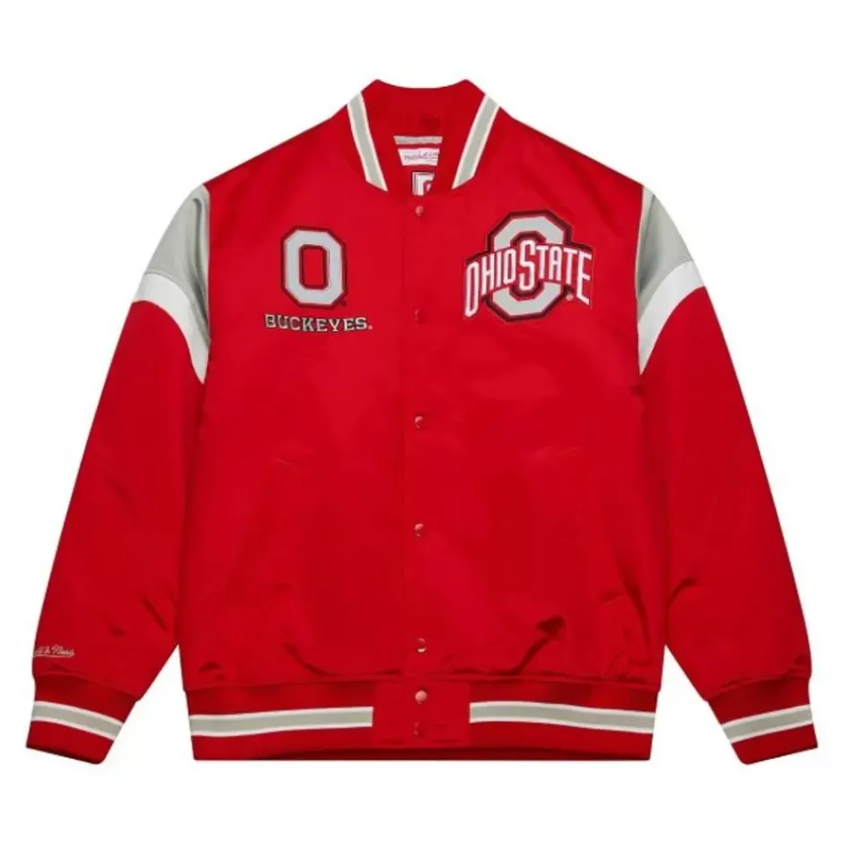 Men Mitchell & Ness Jackets & Outerwear-Heavyweight Satin Jacket Ohio State