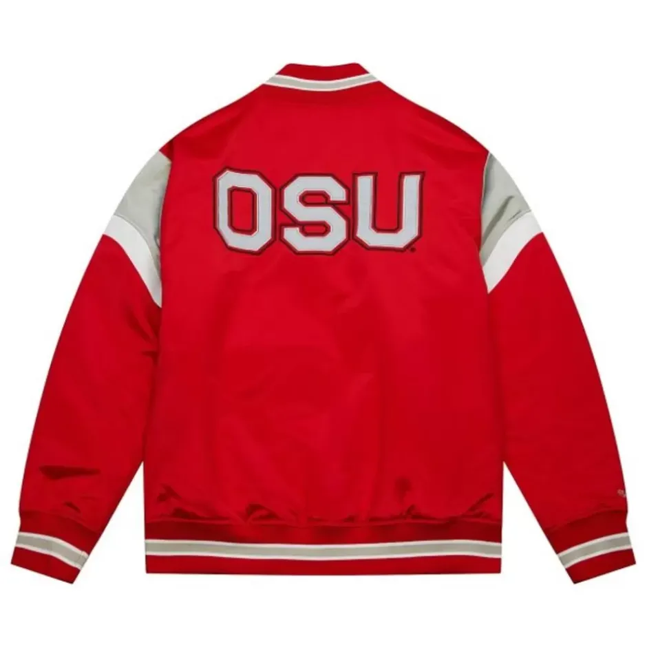 Men Mitchell & Ness Jackets & Outerwear-Heavyweight Satin Jacket Ohio State