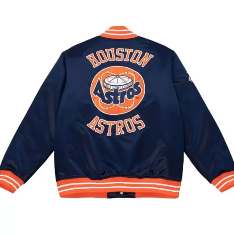 Men Mitchell & Ness Jackets & Outerwear-Heavyweight Satin Jacket Houston Astros