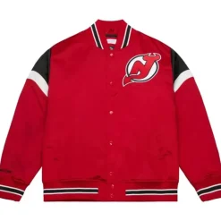Men Mitchell & Ness Jackets & Outerwear-Heavyweight Satin Jacket New Jersey Devils