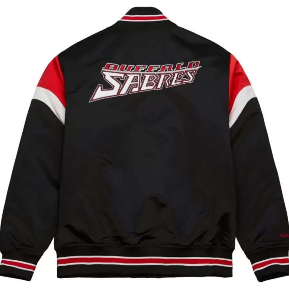 Men Mitchell & Ness Jackets & Outerwear-Heavyweight Satin Jacket Buffalo Sabres