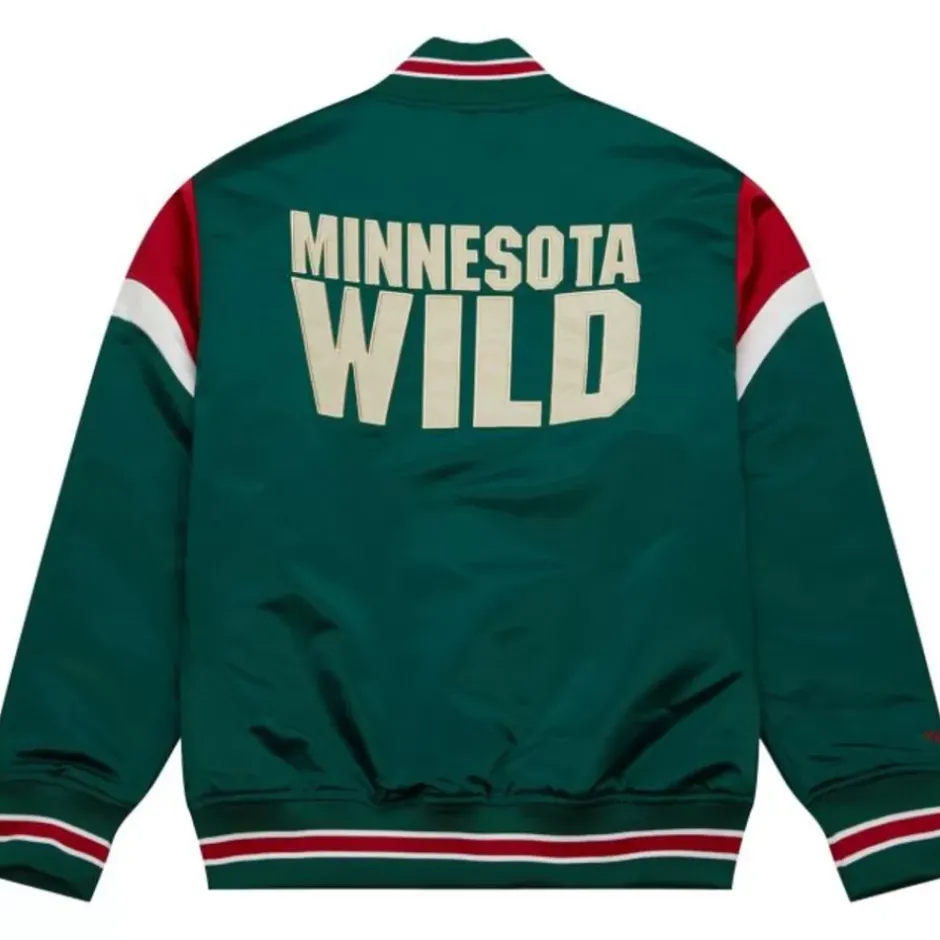 Men Mitchell & Ness Jackets & Outerwear-Heavyweight Satin Jacket Minnesota Wild
