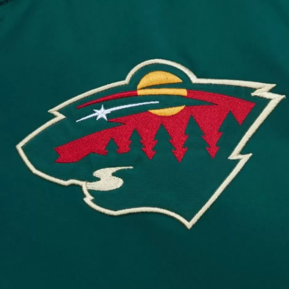 Men Mitchell & Ness Jackets & Outerwear-Heavyweight Satin Jacket Minnesota Wild