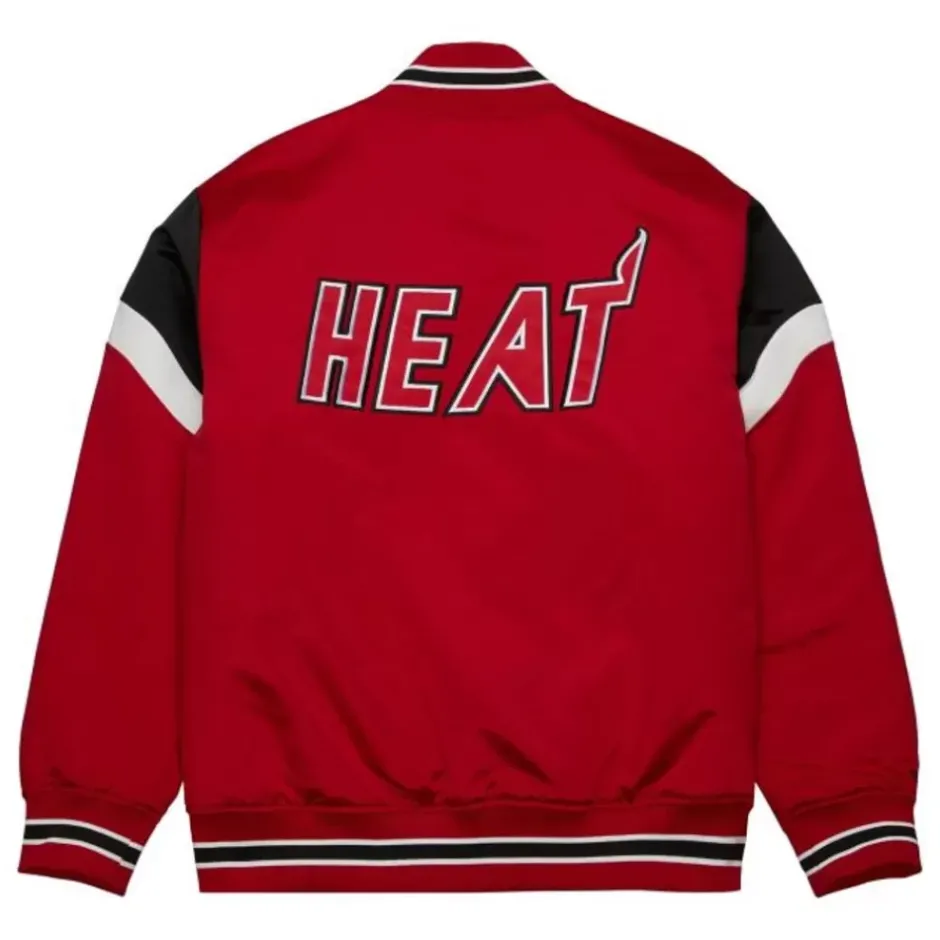 Men Mitchell & Ness Jackets & Outerwear-Heavyweight Satin Jacket Miami Heat