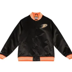 Men Mitchell & Ness Jackets & Outerwear-Heavyweight Satin Jacket Update Anaheim Ducks