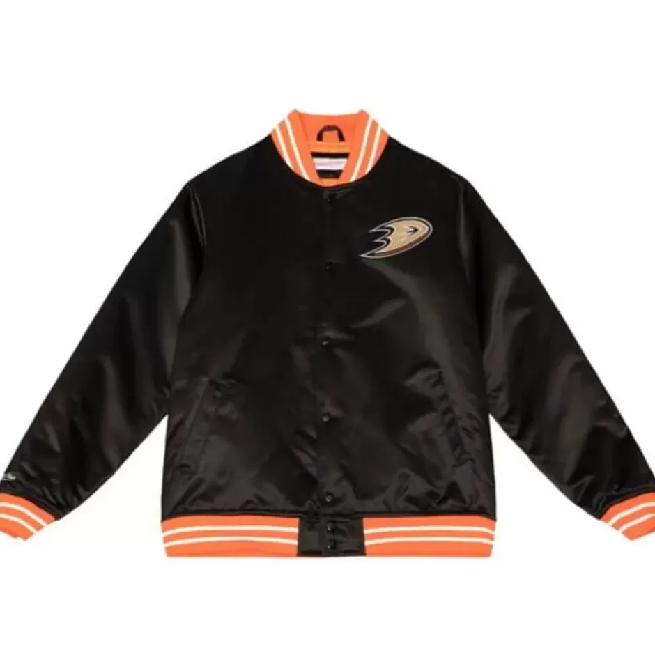 Men Mitchell & Ness Jackets & Outerwear-Heavyweight Satin Jacket Update Anaheim Ducks