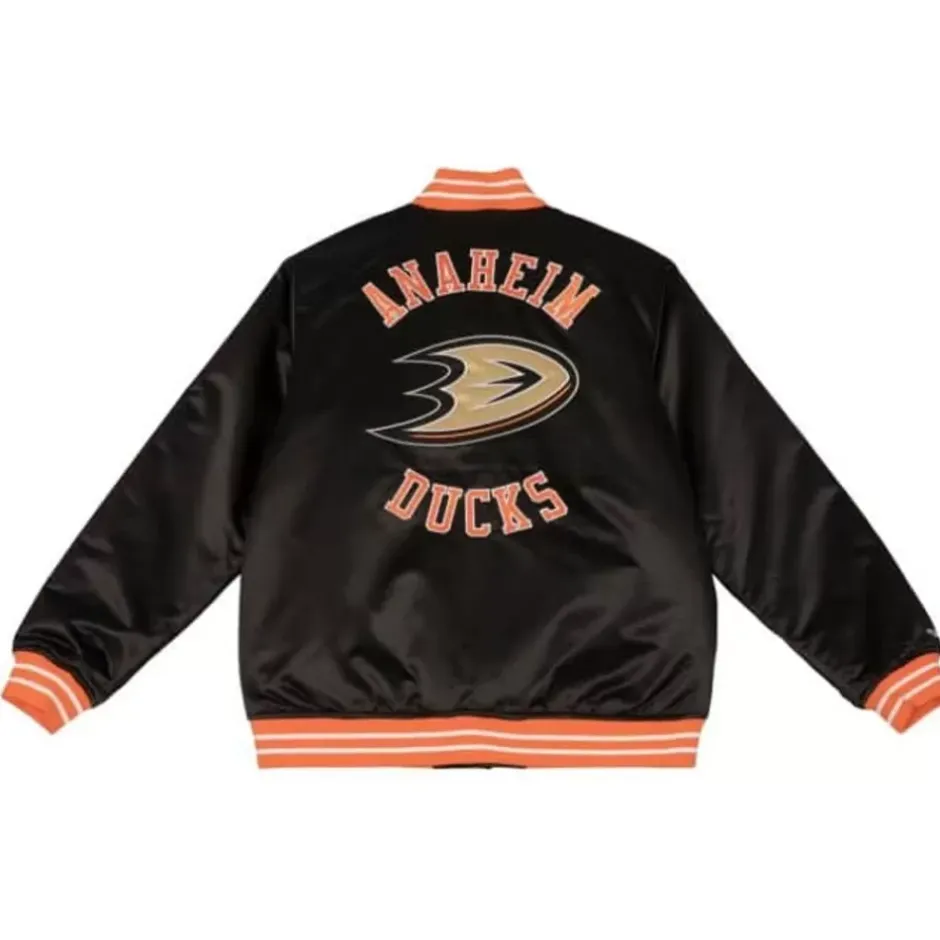 Men Mitchell & Ness Jackets & Outerwear-Heavyweight Satin Jacket Update Anaheim Ducks