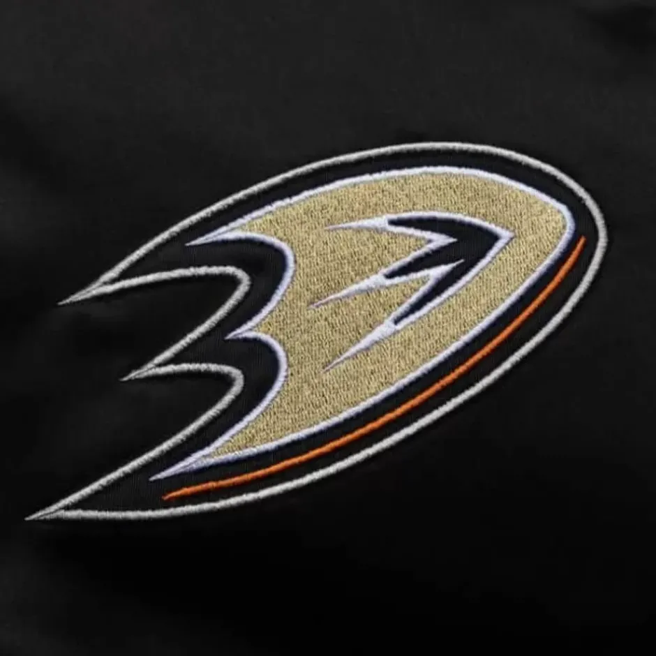 Men Mitchell & Ness Jackets & Outerwear-Heavyweight Satin Jacket Update Anaheim Ducks