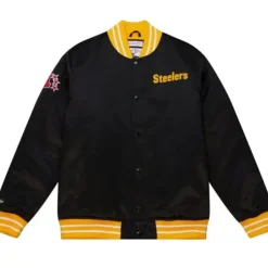 Men Mitchell & Ness Jackets & Outerwear-Heavyweight Satin Jacket Pittsburgh Steelers