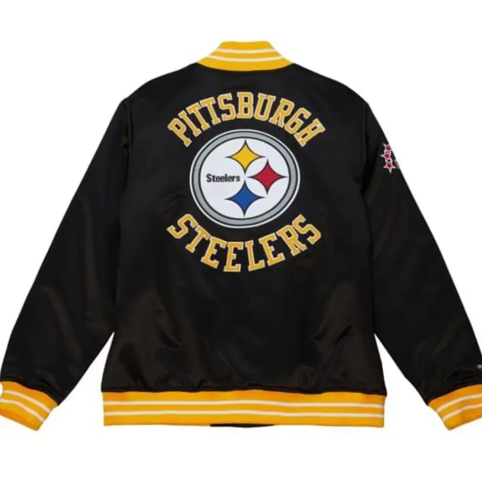 Men Mitchell & Ness Jackets & Outerwear-Heavyweight Satin Jacket Pittsburgh Steelers