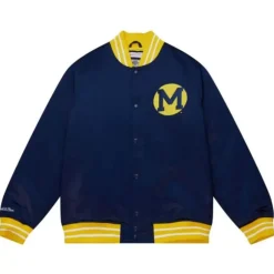 Men Mitchell & Ness Jackets & Outerwear-Heavyweight Satin Jacket University Of Michigan