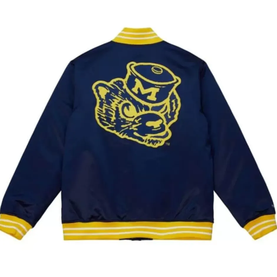 Men Mitchell & Ness Jackets & Outerwear-Heavyweight Satin Jacket University Of Michigan