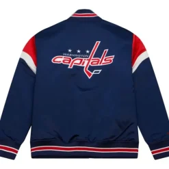 Men Mitchell & Ness Jackets & Outerwear-Heavyweight Satin Jacket Washington Capitals