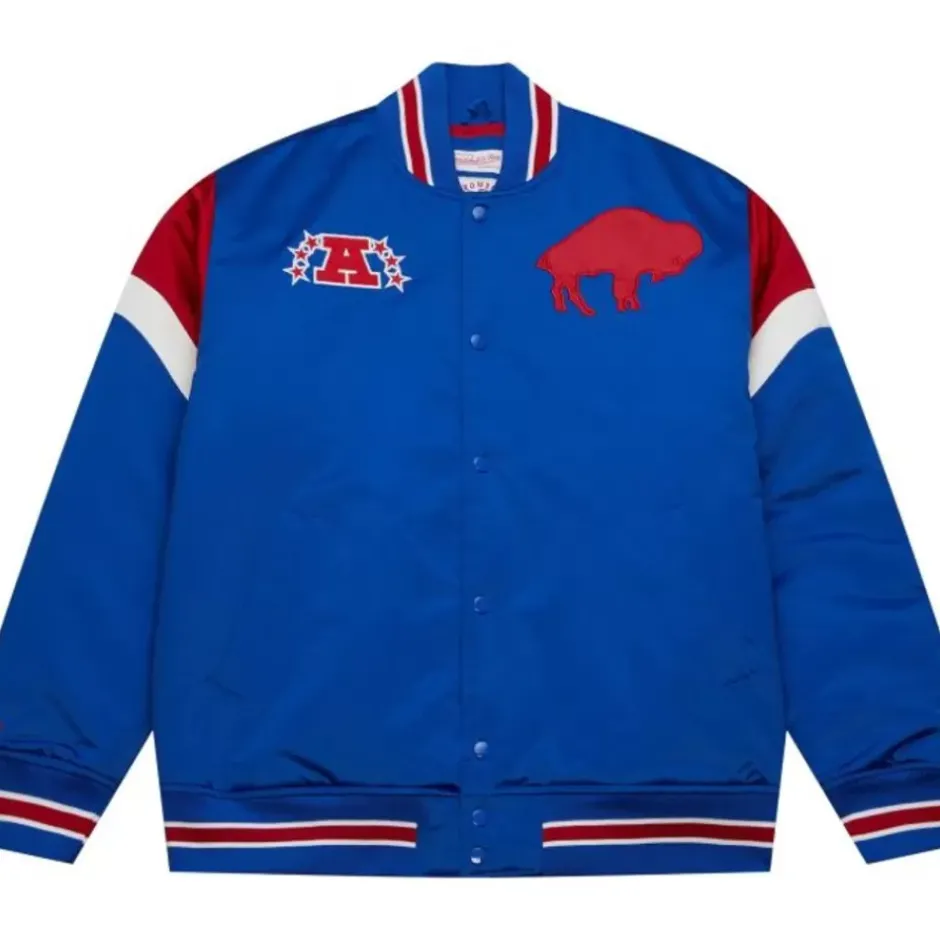 Men Mitchell & Ness Jackets & Outerwear-Heavyweight Satin Jacket Buffalo Bills