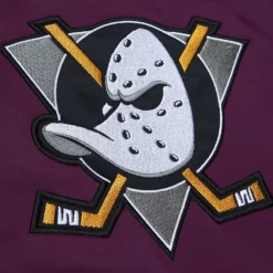 Men Mitchell & Ness Jackets & Outerwear-Heavyweight Satin Jacket Anaheim Ducks