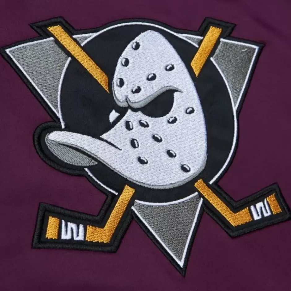 Men Mitchell & Ness Jackets & Outerwear-Heavyweight Satin Jacket Anaheim Ducks